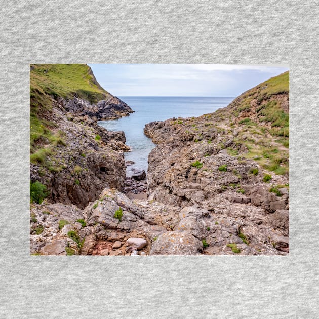 Welsh Coastal Path, Gower, South Wales. Access to Mewslade Bay cut off at high tide by yackers1